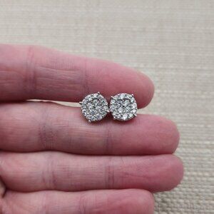 Sterling Silver Pavement Cubic Zirconia Screw On Earrings A2177